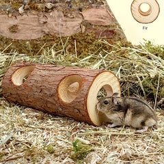 Wooden Hamster Toy Tunnel Tree Trunk Tooth Grinding Fun