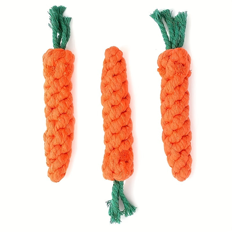 Dog Carrot Rope Knot Toy for Teeth Grinding and Interactive Play