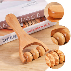 Handheld Wooden Roller Massager for Back Waist Neck