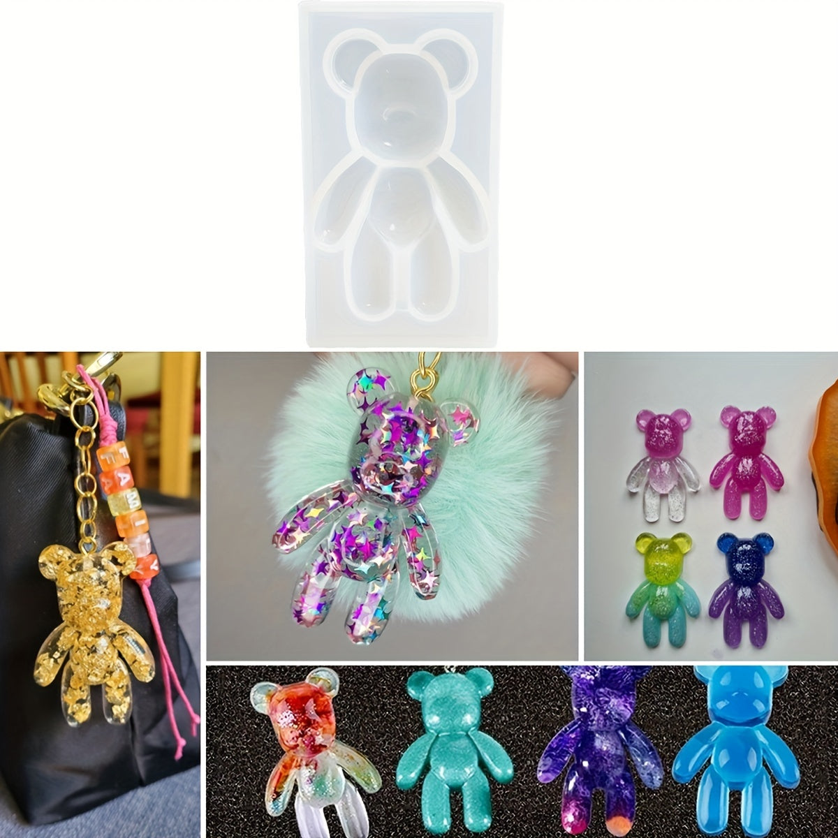 3D Bear Pendant Keychain Resin Mold Jewelry Silicone Molds