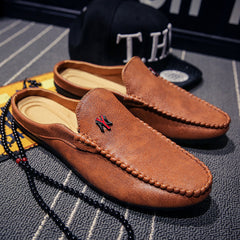 Men's Faux Leather Slip On Mules Lightweight Casual Shoes
