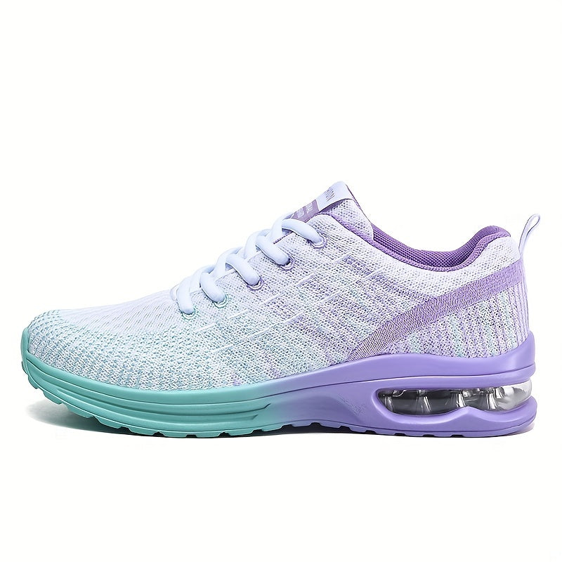 Ombre Lace Up Running Shoes Air Cushion Breathable Sneakers
