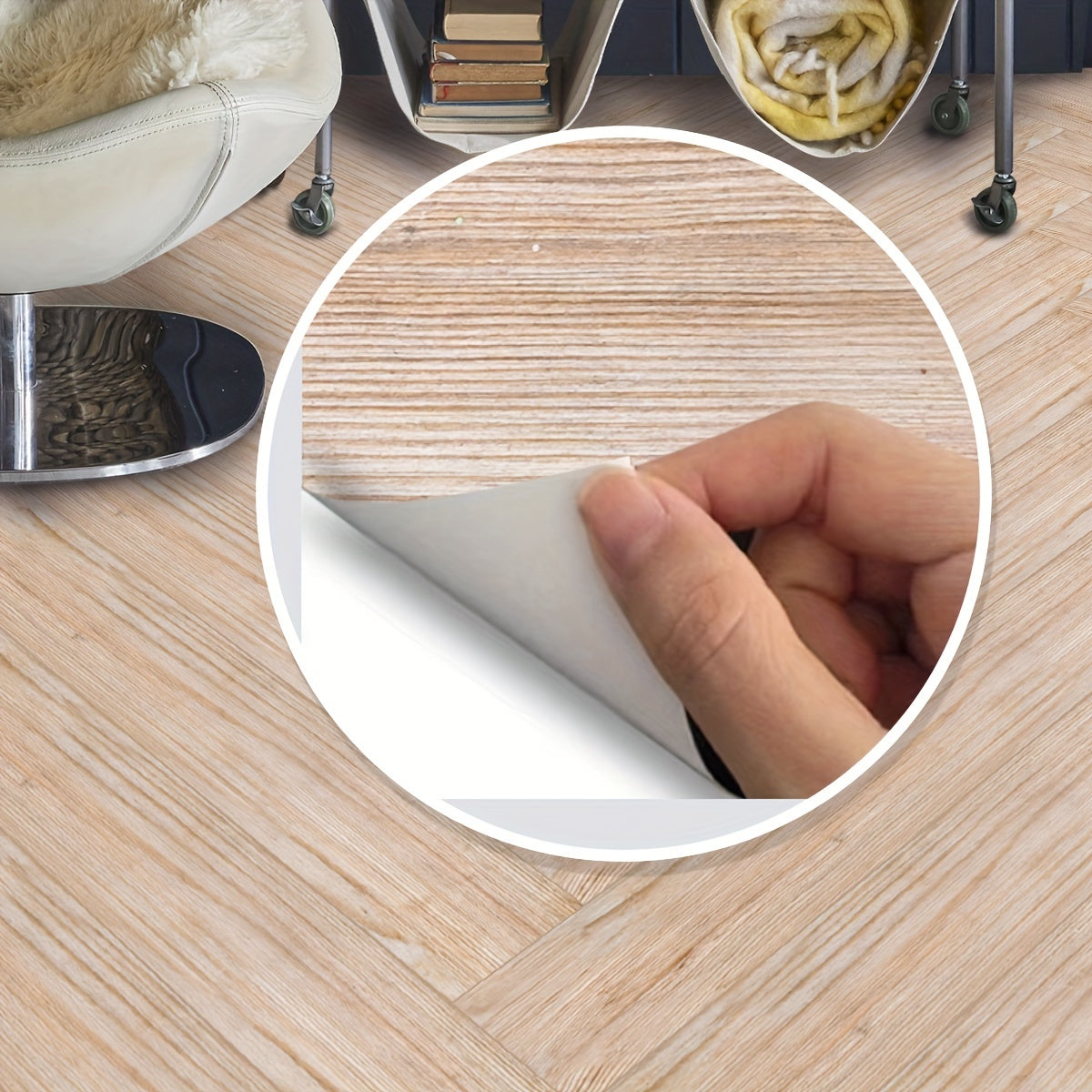 Brown Wood Grain Print Waterproof Floor Sticker