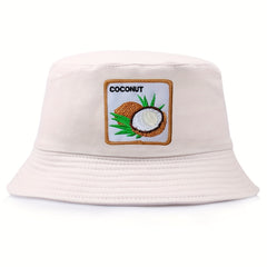 Coconut Embroidered Bucket Hat Unisex Sunshade Reversible Cap