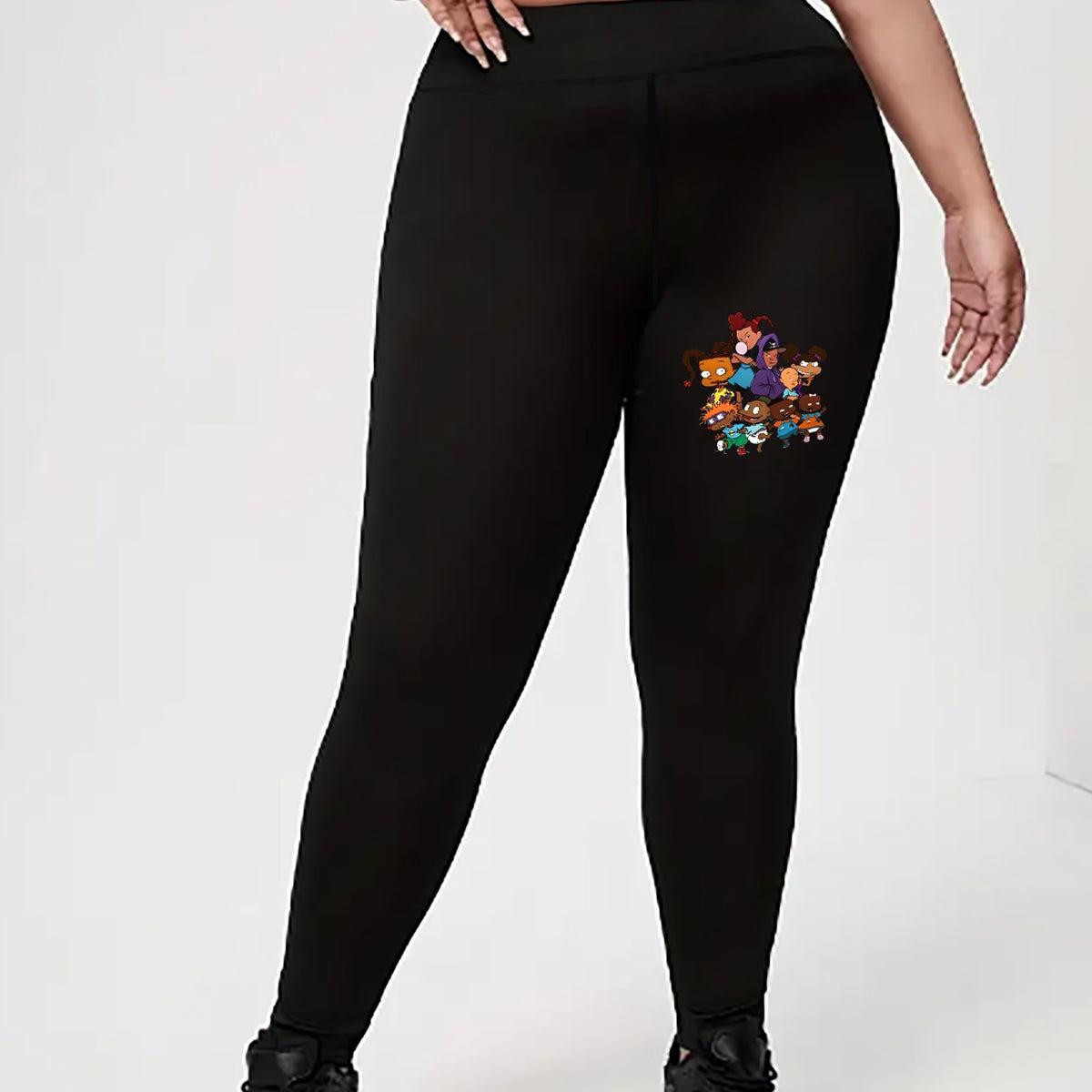  Cartoon Figures Print High Rise Yoga Leggings
