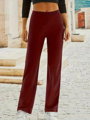 Casual Pants Plus Size Women Solid Stretch Straight Leg Trousers