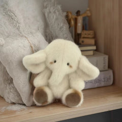 Soft Cream Elephant Plush Toy with Brown Accents for Kids