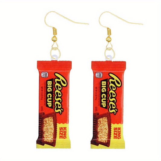 Funny Biscuit Chip Chocolate Dangle Earrings Acrylic Jewelry