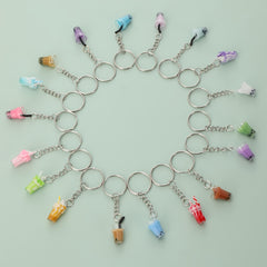 18 PCS Resin Milk Tea Cup Keychain Ice Cream Pendant Bag Accessories Keyring