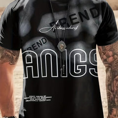 Men's Letter Print Active T-shirt 3D Print Breathable Tee