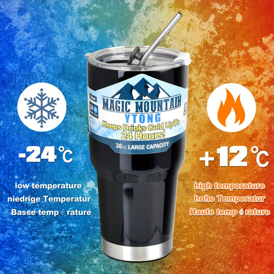 900ml Double Wall Water Cup with Straw and Lid, Vacuum Insulated Stainless Steel