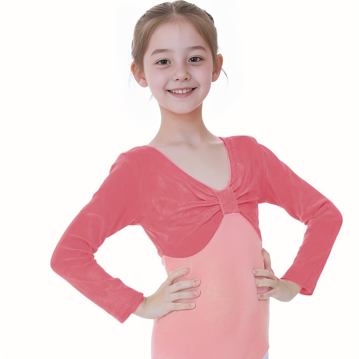 Girls V Neck Long Sleeve Gymnastics Romper 95 Cotton Ballet Leotard