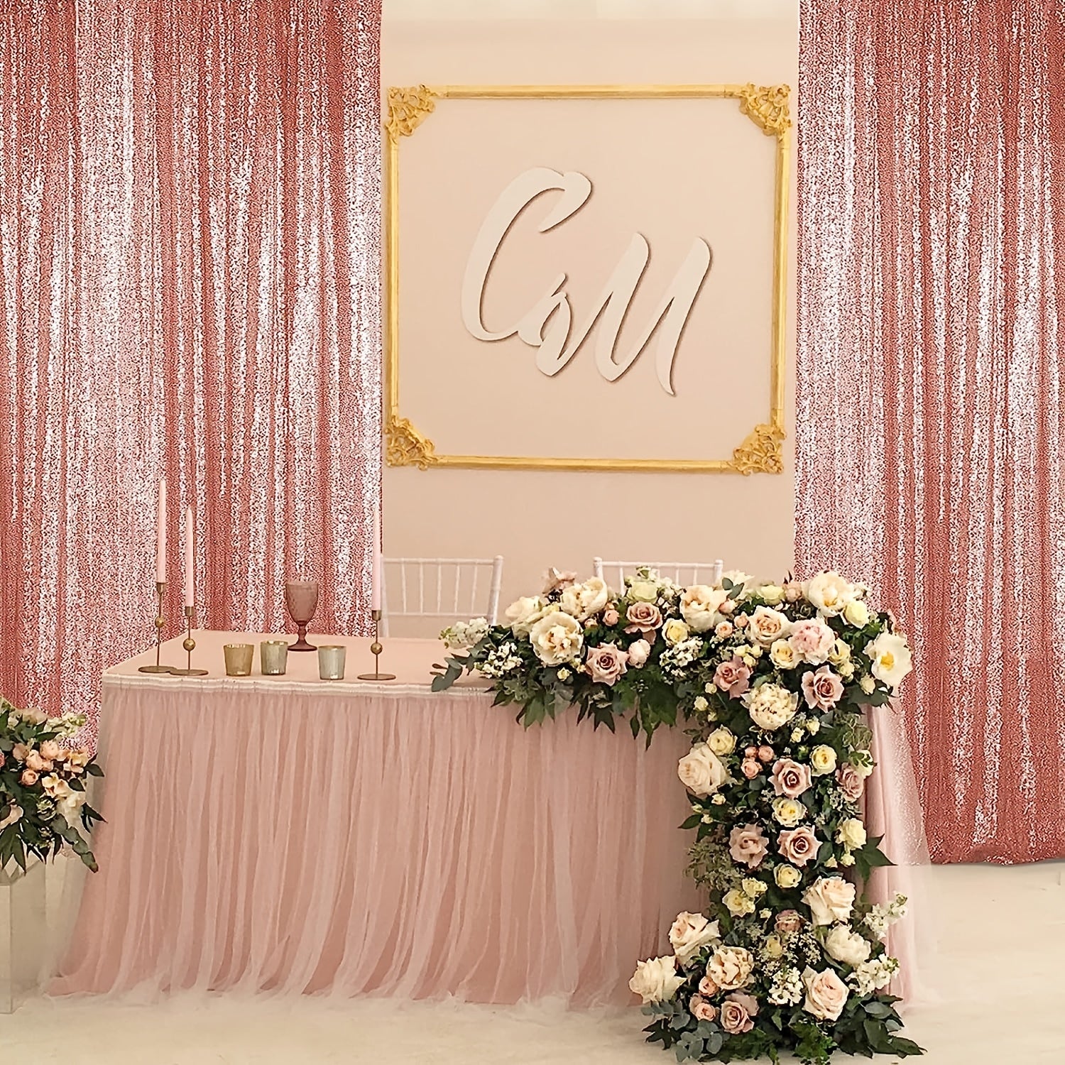 2pcs Sequin Backdrop Curtains Glitter Photo Booth Backdrops Curtains