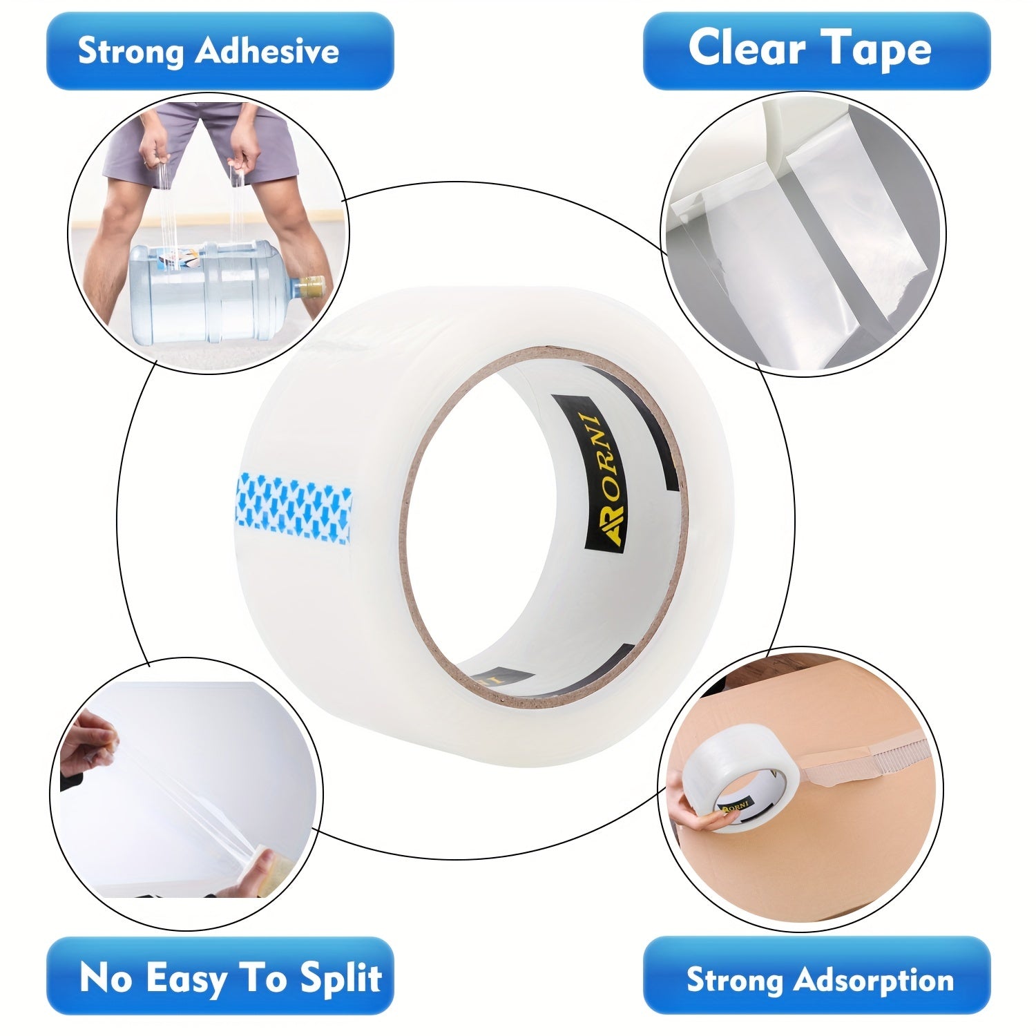 6pcs Adhesive Tape Transparent Sealing Tape Roll