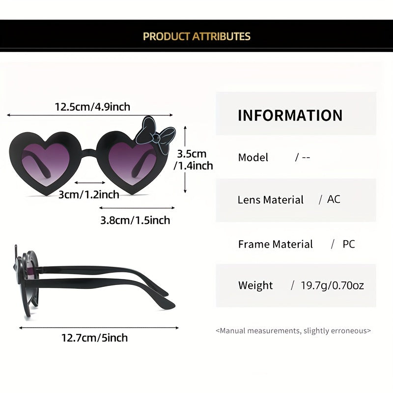 Girls Heart Shape Frame Bowknot Sunglasses for Party