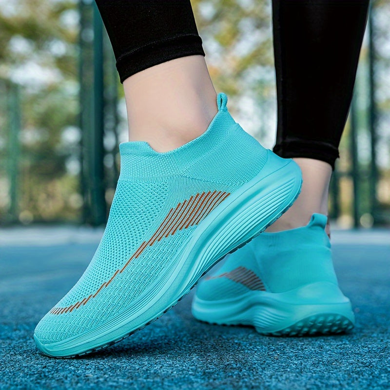 Women's Non Slip Flying Woven Running Shoes Lightweight Breathable Slip on Socks