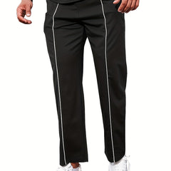 Men's Casual Straight Leg Pants Relaxed Fit Open Bottom Elastic Waist Trousers