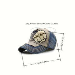 Cotton Sunshade Embroidered Fist Rivet Baseball Cap for Men