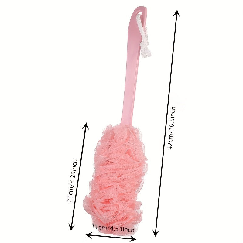 Long Handle Shower Brush with Loofah Sponge for Exfoliating Bath