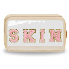 Chenille Letter Clear Makeup Bag Waterproof Portable Glitter Cosmetic Bag