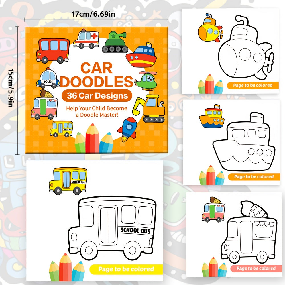 Kids' Car Doodle Activity Book with 36 Designs
