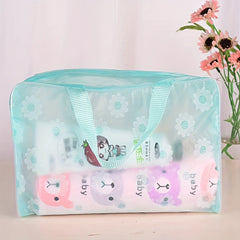 Floral Waterproof Makeup Bag with Handle - Bathroom Organizer