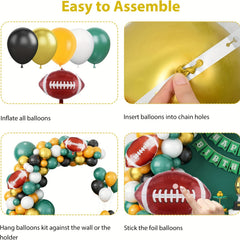 110pcs Rugby Balloons Arch Garland Kit Yellow Green Balloons