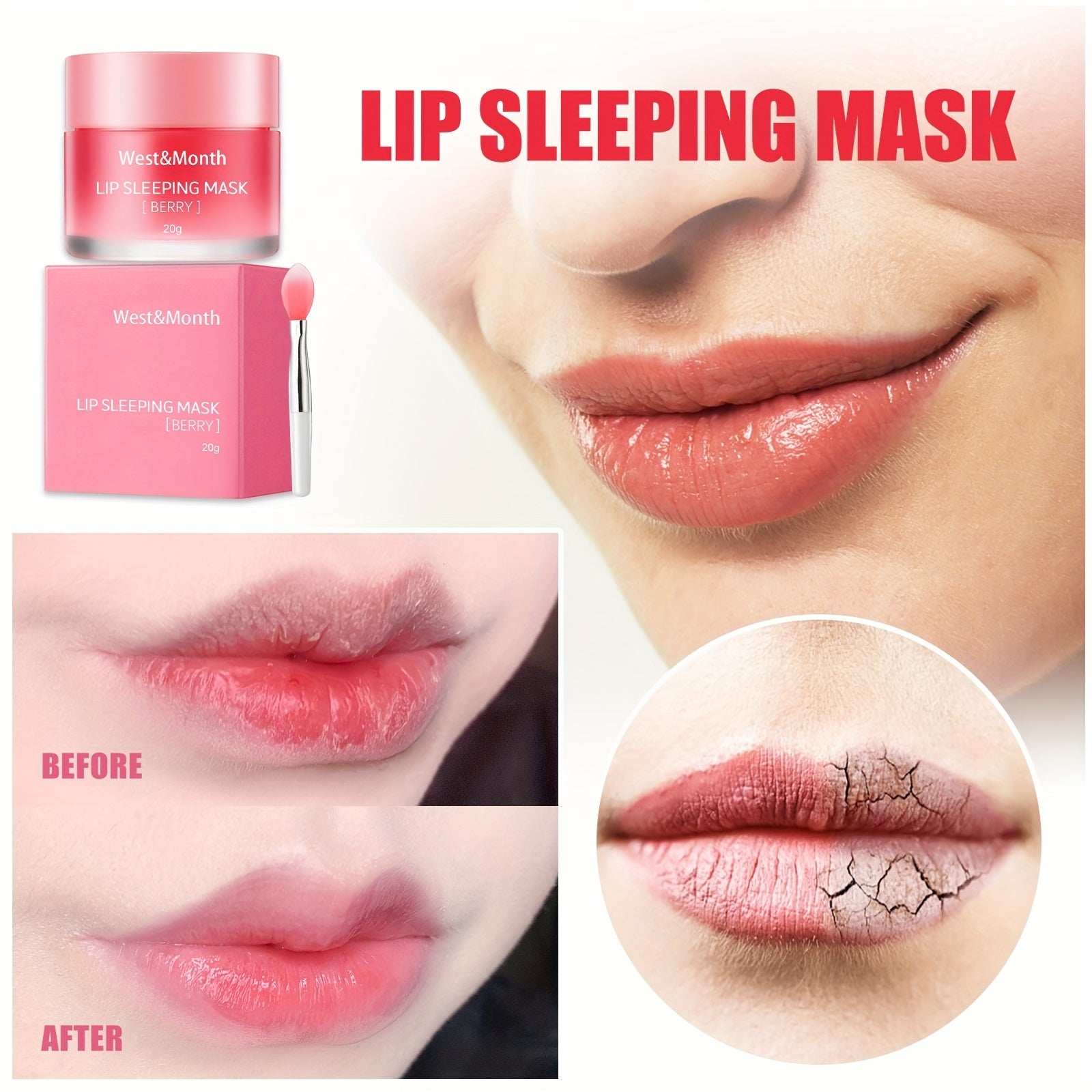 Hydrating Lip Mask with Lip Brush for Soft Lips