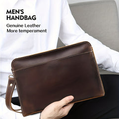Men's Leather Clutch Bag Envelope Handbag