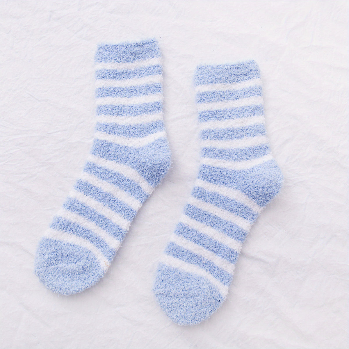 2 Pairs Striped Fuzzy Socks Warm & Soft Home Floor Socks Women's Stockings