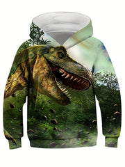 3D Dragon Dinosaur Print Kid's Hoodie Unisex Pullover Casual Hooded Long Sleeve
