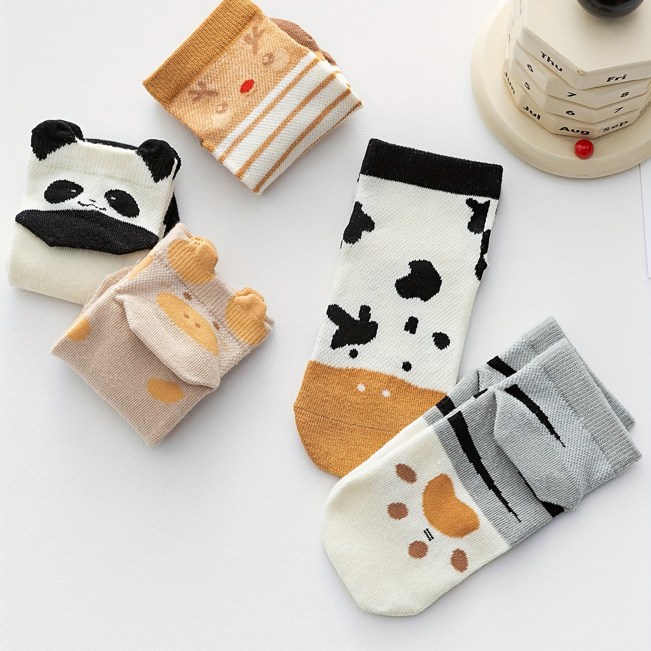 5 Pairs Girls Cartoon Crew Socks Spring Autumn Kids Teen