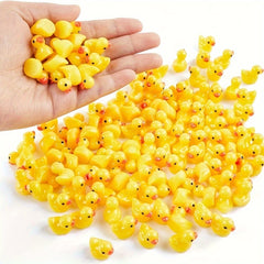 100pcs Yellow Duck Figurines Resin Home Decor Small Ducklings