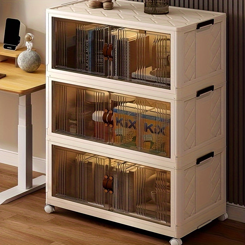 Plastic Storage Box Double Door Folding Storage Cabinet