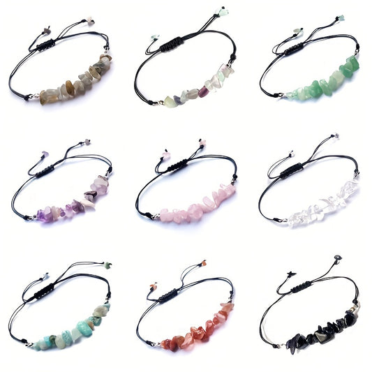 Miniy Stone Woven Bracelet Natural Stone Beads Braided Rope Stone Bracelet