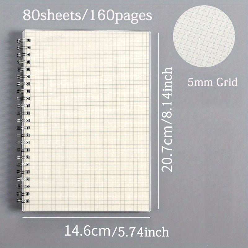 A5 Spiral Hardcover Notebook 80 Sheets Horizontal Line Grid Blank Inner Page