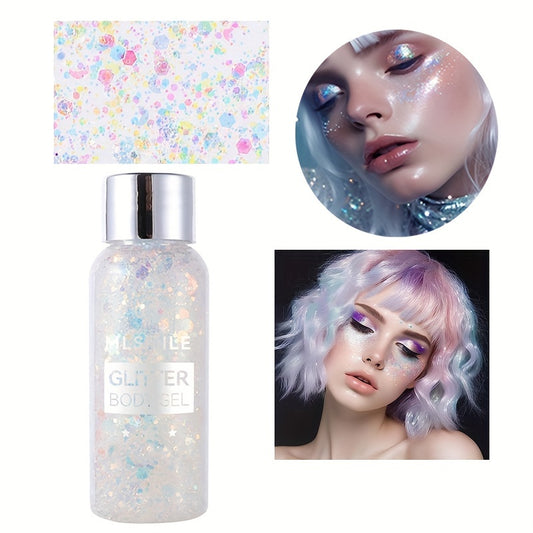 Mermaid Sequins Body Glitter Gel Long Lasting Glitter for Face Hair Eyeshadow