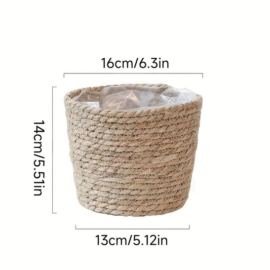 Straw Woven Storage Basket Flower Pots Plant Container Indoor & Outdoor