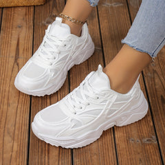 Solid Chunky Sneakers Heighten Lightweight Flying Woven Shoes