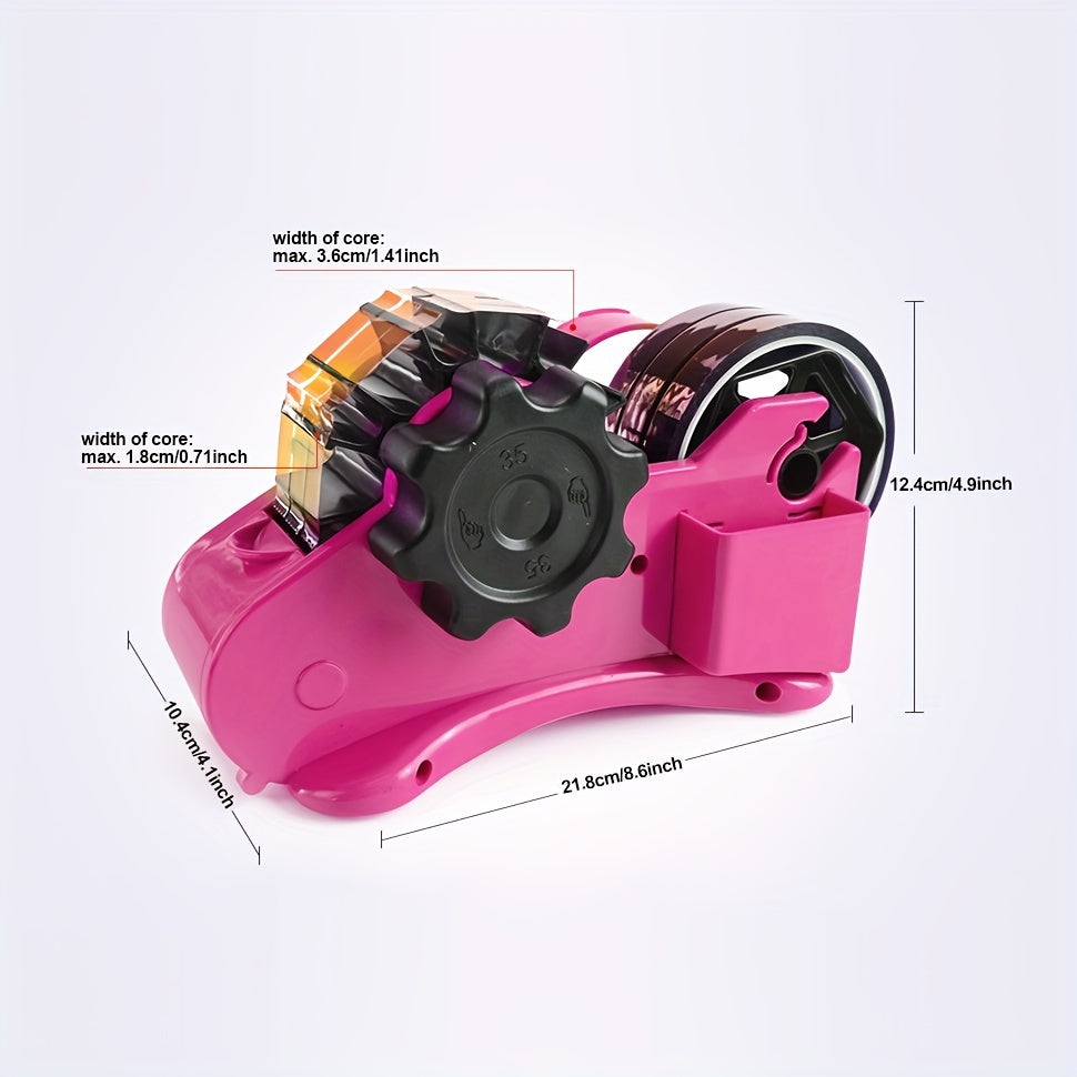 Pink Heat Tape Dispenser with Pen Slot and 1 & 3 Dual Roll Cores