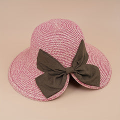 Wide Brim Straw Sun Hat with Bow for UV Protection