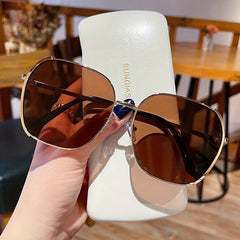 Gradient Metal UV400 Square Sunglasses for Women Men