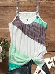 2 in 1 Striped Cami Top with Button Straps