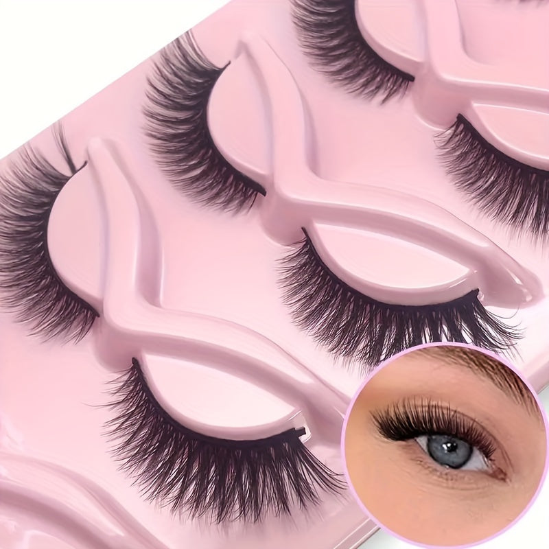 5 Pairs Fluffy Curly Cat Eye Effect False Eyelashes