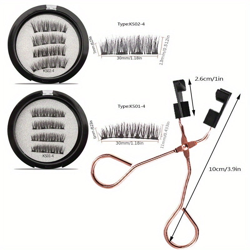 3D Magnetic False Eyelashes Faux Mink Lashes With Tweezers
