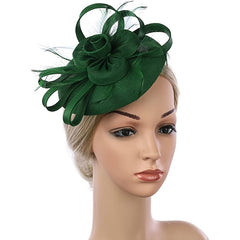 Sinamay Fascinator Faux Feather Head Piece for Tea Party Cocktail Party