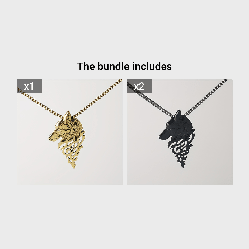 Punk Style Wolf Head Pendant Necklace Men's Jewelry Vintage Hip Hop Sweater Chai