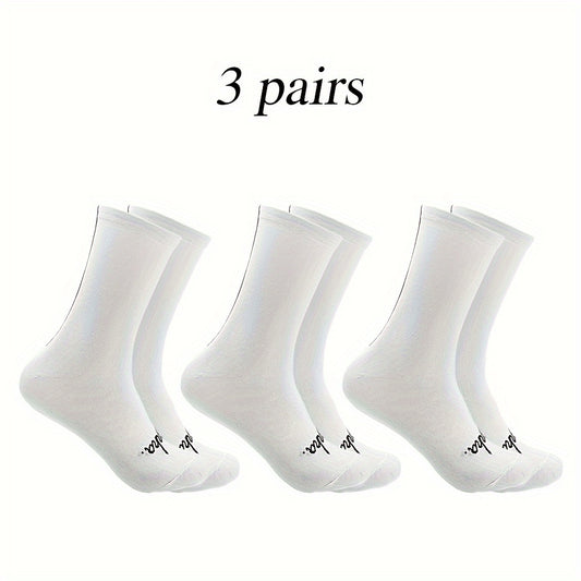 3 Pairs Men's Mid Crew Sport Socks Nylon Blend Breathable Sweat-absorbing Socks