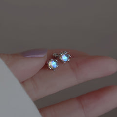 Moonstone Stud Earrings Delicate Jewelry 1Pair