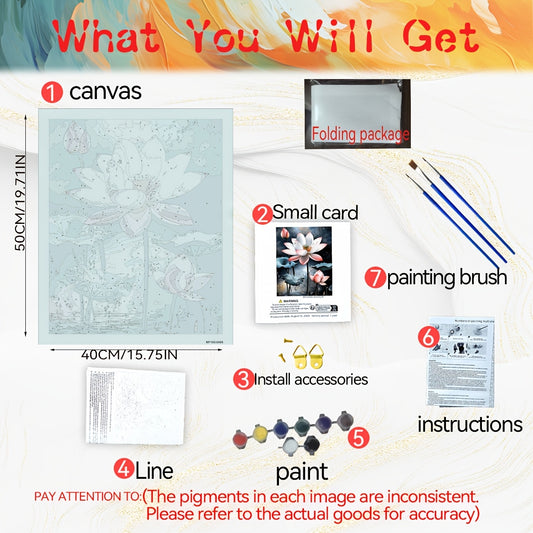 DIY Paint by Numbers Kit for Adults - Lotus Flower